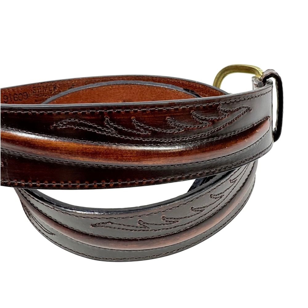 Western Belt Leather Unisex Size 36 Brown Rodeo Cowboy 3D Raised Ranch Festival‎